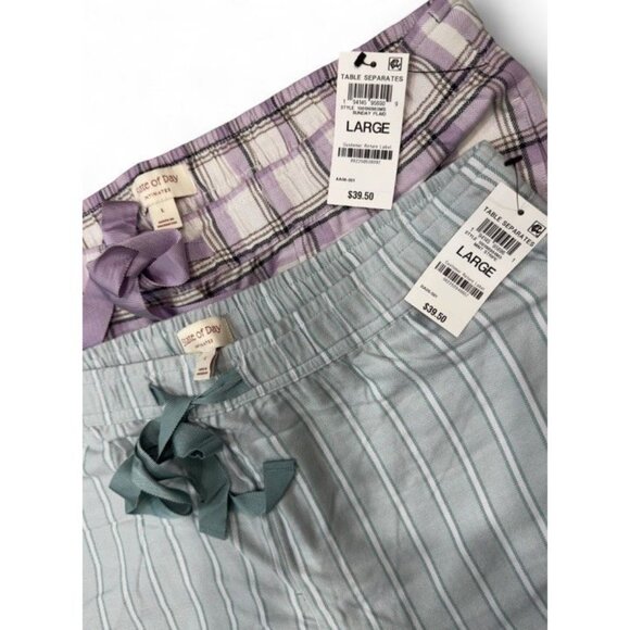 State of Day Women’s Pajama Pants Bundle Plaid Lavender & Mint Stripe NWT - Picture 4 of 5